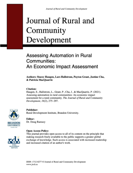 Assessing Automation in Rural Communities: An Economic Impact Assessment