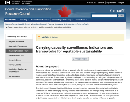 Carrying Capacity Surveillance: Indicators and Frameworks for Equitable Sustainability