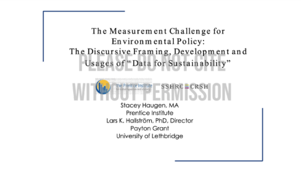 The Measurement Challenge for Environmental Policy: The Discursive Framing, Development and Usages of Data for Sustainability.