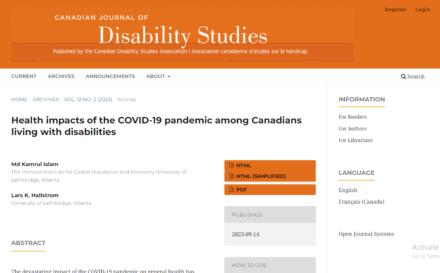 Health impacts of the COVID-19 pandemic among Canadians living with disabilities