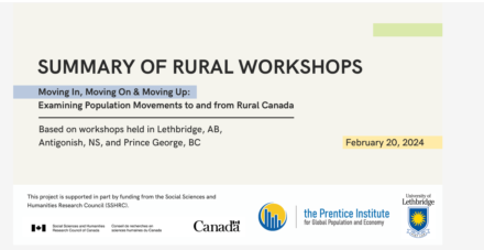 Summary of Rural Workshops: Lethbridge, AB; Prince George, BC; Antigonish, NS